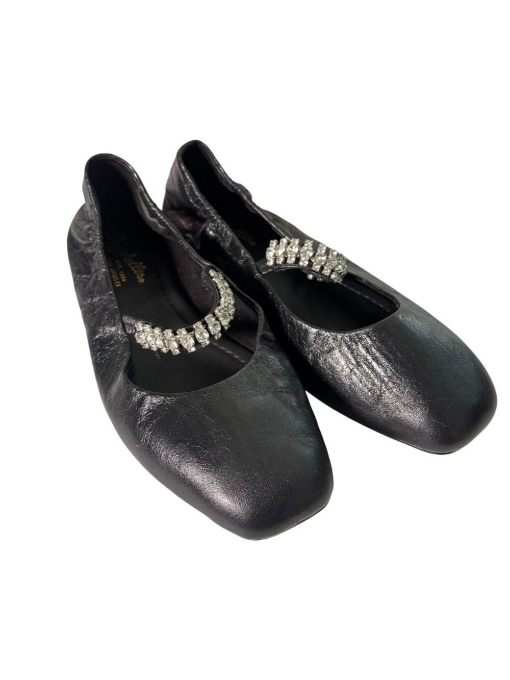 Seychelles Black Leather Ballet Flats Chain Strap Size 6